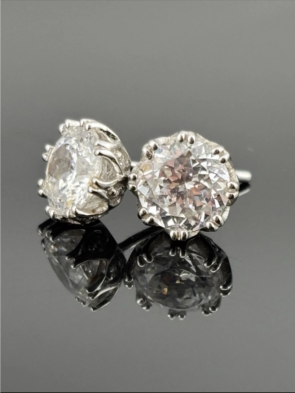 Tacori IV Stud Earrings CZ Diamonique Crescent TACORI